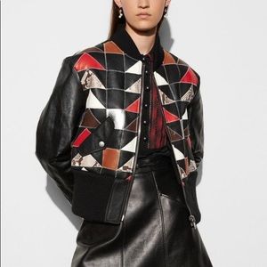 Women's Black Patchwork Shearling Bomber Jacket